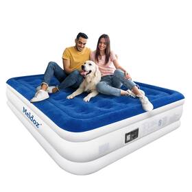 Meldoz 710638905539 Queen Air Mattress With Built-in Pump 20 Inch - Blue/white