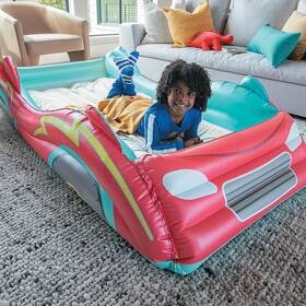Mindware 197640384918 Oh So Fun Inflatable Racecar Bed - Twin Size Kids Travel With Side