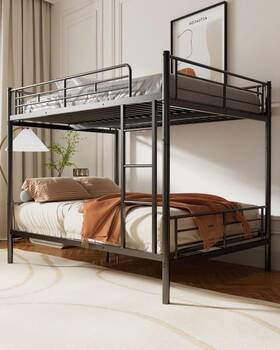 Yc-fofb01 Mixcous Full Over Metal Bunk Bed For Adults And Kids Convertible To 2 Sep