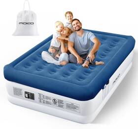 Moko 840401416167 Air Mattress Queen With Built In Pump 18ftft Luxury Inflatable White/blue