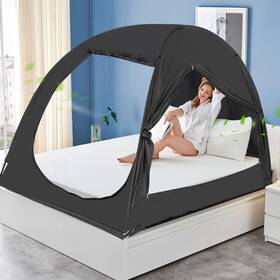 Jhw0006 Moozhealth Full Size Blackout Bed Tent Canopy For Kids Light Reducing Portable Priva