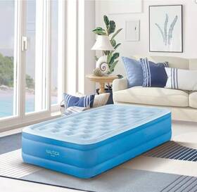 Mm09817tw Nautica Air Mattress Auto-inflate Built-in Pump Carrying Case Raised Blue Twin