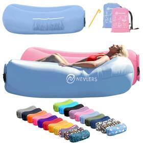 210t Nevlers 810028502918 Periwinkle Blue And Bubblegum Pink Air Chair Inflatable Lounger 2 Pk Poly