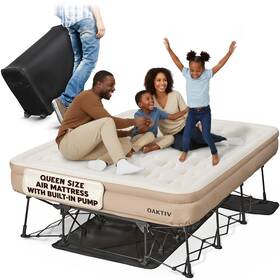 Oaktiv 850060559006 Queen Air Mattress With Frame Self Inflating/deflating Bed For Adults - Peak
