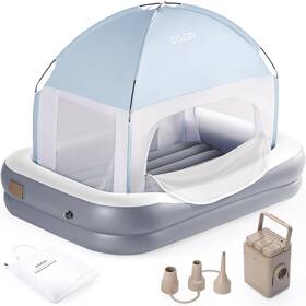 Trv-kid-01 Ogery Inflatable Toddler Travel Bed With Cordless Single Light Grey