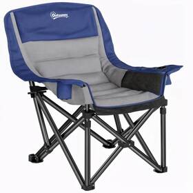 A20-508v00db Outsunny Single Padded Camping Chair For Adults Blue And Gray/single
