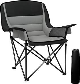 A20-508v00gy Outsunny Padded Camping Chair For Adults Portable Folding Grey