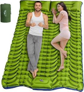 Dsp-475461 Outtply Double Sleeping Pad For Camping Self Inflating 4 Inch Extra Full Green Blue