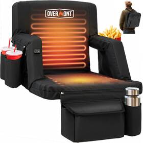 Overmont 060990788239 Heated Stadium Seat With Back Support 3 Heat Levels Dual-zone