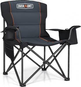 Cc-600d Overmont Oversized Folding Camping Chair - 450lbs Support With 1pc Black