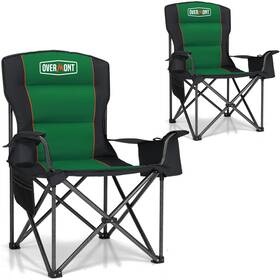 Overmont Chair-green 2-vc Oversized Folding Camping Chair 2pack - 450lbs Support 2pcs Green