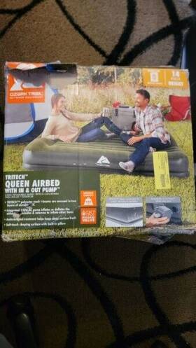 67804e Ozark Trail Tritech Air Bed With In And Out Pump Queen Size Inflatable Mattress