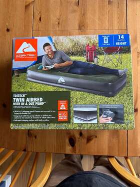 Ozark Trail 821808041640 New Twin Tritech Polyester Built In Pillow Airbed With In-out Pump