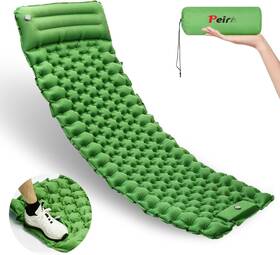 Pr-0010 Peirhw Camping Sleeping Pad Ultralight Mat With Pillow Single Green