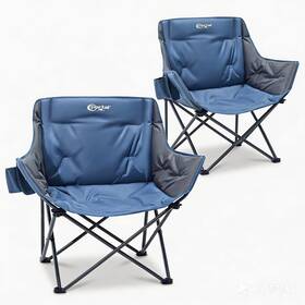Fc-062-blgy Portal 32 Inch Oversized Camping Chair Foldable Heavy Supports 350 Lbs Blue