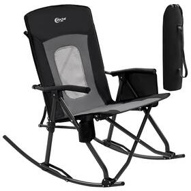 Pr-fc-368-mblk Portal Oversized Folding Rocking Camping Chair Mesh Back 1p-mesh Black Grey
