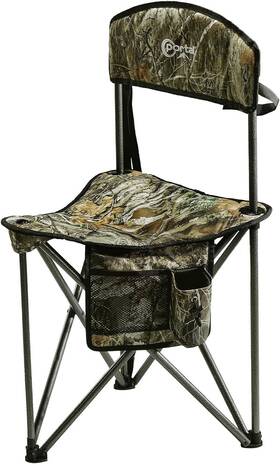Pr-fs-21122-2 Portal Extra Large Quick Folding Tripod Stool With Backrest Fishing Camo