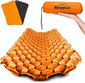 Powerlix 850003903026 Ultralight Inflatable Camping Sleeping Pad - Orange And Black