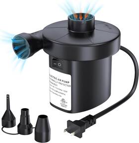 Pulidiki 445016897856 Electric Air Pump For Inflatables Mattress With 3 Nozzles Infl