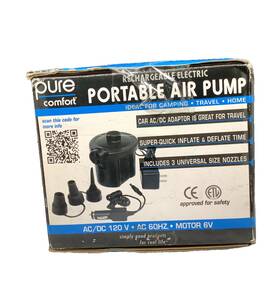Pure Comfort 812461012016 Rechargeable Electric Portable Air Pump Ac/dc 120v Ac 60hz Motor 6v