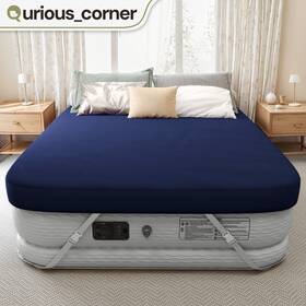 Qurious Corner 197839492974 Queen Size Fast Inflating Pump Air Mattress With Easy Fit Sheet For Camping Or Rv