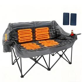 Qyjrsry-2 Quyuan Heated Double Camping Chair With 2 Battery Padded Couch 3 Grey