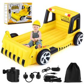 Relaxgiant B0dlw216ws Yellow Excavator Inflatable Kids Bed Toddler Travel Safety