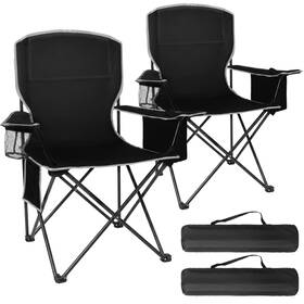 Romswi Occ-1424-r-n1 Lightweight 2pcs Camping Chairs For Adults 400lbs Capacity Black
