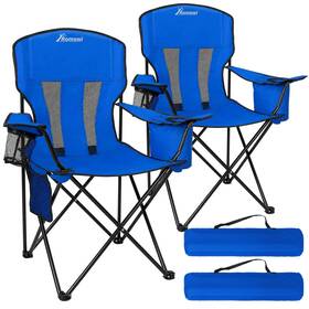 Romswi Occ-1426-n1 Camping Chairs For Adults 2 Pack Folding Chair With 4-can Cooler Bag And Blue