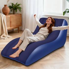 Rovpool 769083014723 Inflatable Chair For Adults Inflatables Chairs With Single Blue