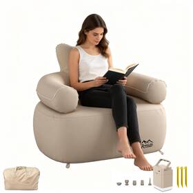 10712684 Rutell Inflatable Couch Outdoor Air Sofa Blow Up Single Khaki