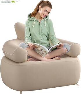 Rutell 313097024058 Folding Inflatable Sofa With Built-in Pump Outdoor Camping Air Chair Suppor