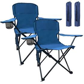 5-vs23fc04-03nv-2pk-sc Sailary Folding Camping Chair With Cup Holder And Cooler 2 Pack Navy Blue