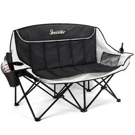 45160 Seaonar Double Camping Chair For Adults Outdoor Folding X-large Black&grey