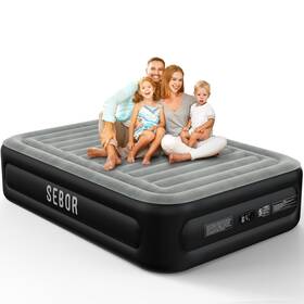 Sebor 745746771080 Air Mattress Queen With Built In Pump 18 Inch Fast And Easy Inflation/deflation