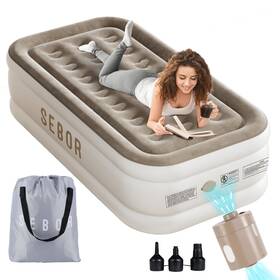 Sebor 745746771288 Air Mattress Twin With Built In Pump 18 Inch Ultimate Comfort Blow Up T
