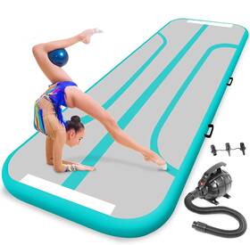 Serenelife 842893116778 Gymnastics Inflatable Air Tumbling Mat - 13 Ft Aquamarine