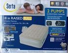 Serta 18 Raised Full Air Inflatable Mattress New 2 Pump Never Flat Night Glow 047297924848