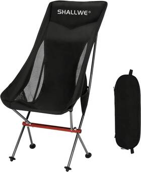 38.6h Shallwe 445014810840 Ultralight High Back Folding Camping 26.8d X 21w In Pitch-dark