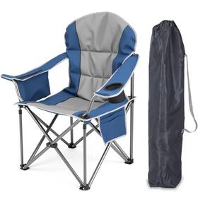 3a88socharcamp01ablu Simple Deluxe Oversized Outdoor Foldable Camping Chair Grey&blue