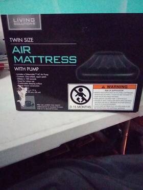 Sleep Number 049022998773 Twin Size Air Mattress With Electric Pump By Living Solutions Nib