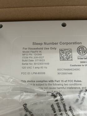 208-0027 Sleep Number 124348 Module Model Flexfit 1k