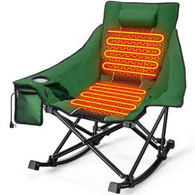Bz-2341-15 Slendor Oversized Heated Camping Chair Folding Rocking Green
