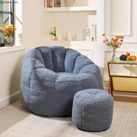J16858768 Stmoze Giant Bean Bag Chair With Ottoman Comfy Lazy Sofa Lounger Seat For Adults