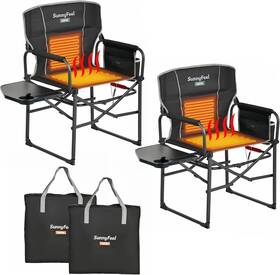 3008l Sunnyfeel Heated Camping Directors Chair Heavy Black-2set