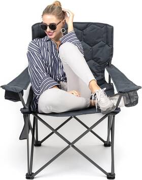 Ac2418b Sunnyfeel Xl Oversized Camping Chair Folding Camp 25d X 24w 31h In Grey