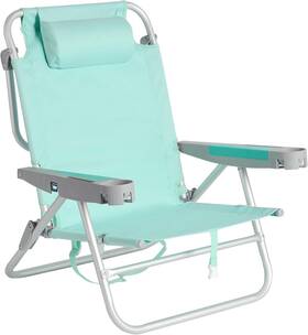 Ac2448 Sunnyfeel Low Folding Beach Chair 500 Lbs Heavy Duty 5 Position Lay Green