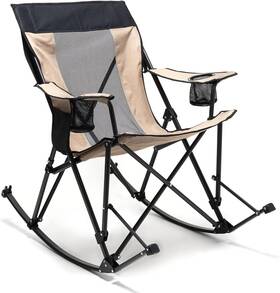 Ac2457 Sunnyfeel Camping Rocking Chair Folding Lawn Chairs With 1 Pc Khaki Mesh