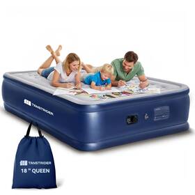 Tanstrider 717710382578 Queen Air Mattress With Built In Pump 18 Inch Raised Blow Up Bed 3 Mins Quick
