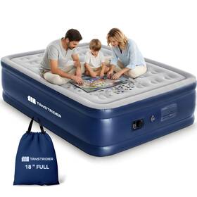 Full-001 Tanstrider Air Mattress Full With Built In Pump 18 Raised Inflatable Blow Up